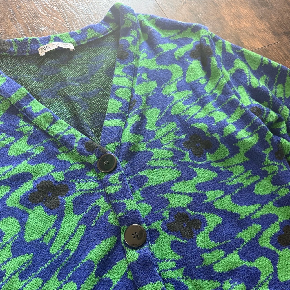Zara Green and Blue Knit Sweater